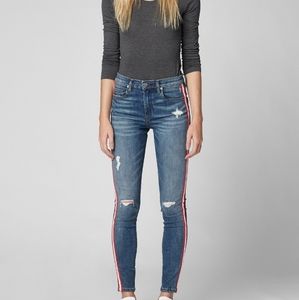 Blank NYC Blue Skinny Distressed Striped Jeans